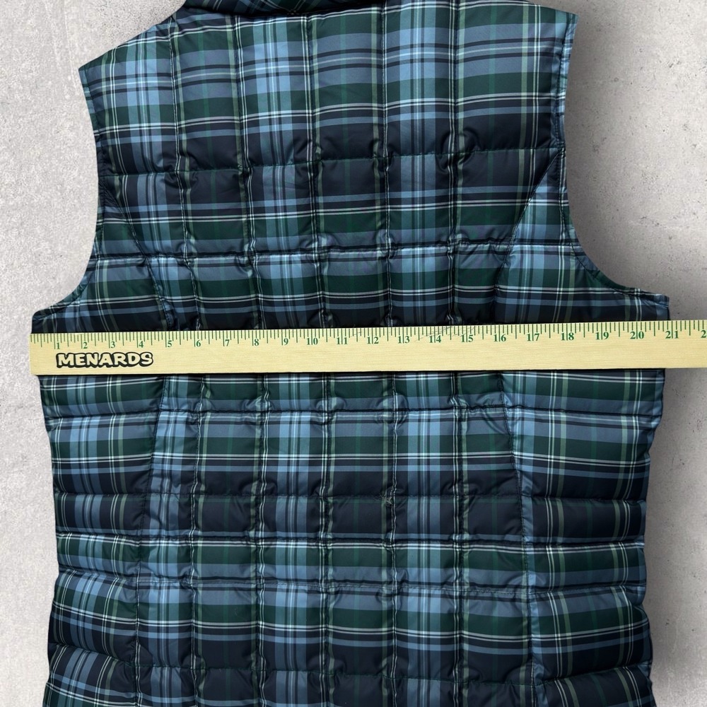 Eddie Bauer Premium Goose Down Puffer Vest Blue Green Plaid Womens Large L - Picture 4 of 8